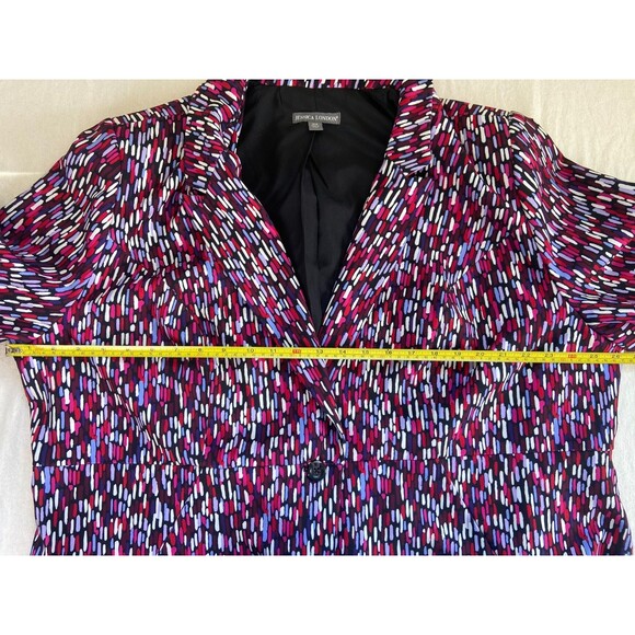 Jessica London Jacket 24W Multicolor Print Rainbow Blazer Career Academia Work - Picture 7 of 10